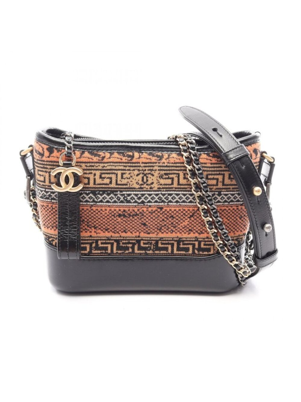 Chanel Shoulder Bag Gabrielle de Chanel Small Hobo Orange Black Leather Chain